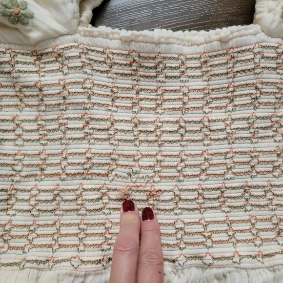 Free People Dahlia Maxi Dress Womens L Boho Cottage Embroidered Yellow Peasant - Picture 7 of 7